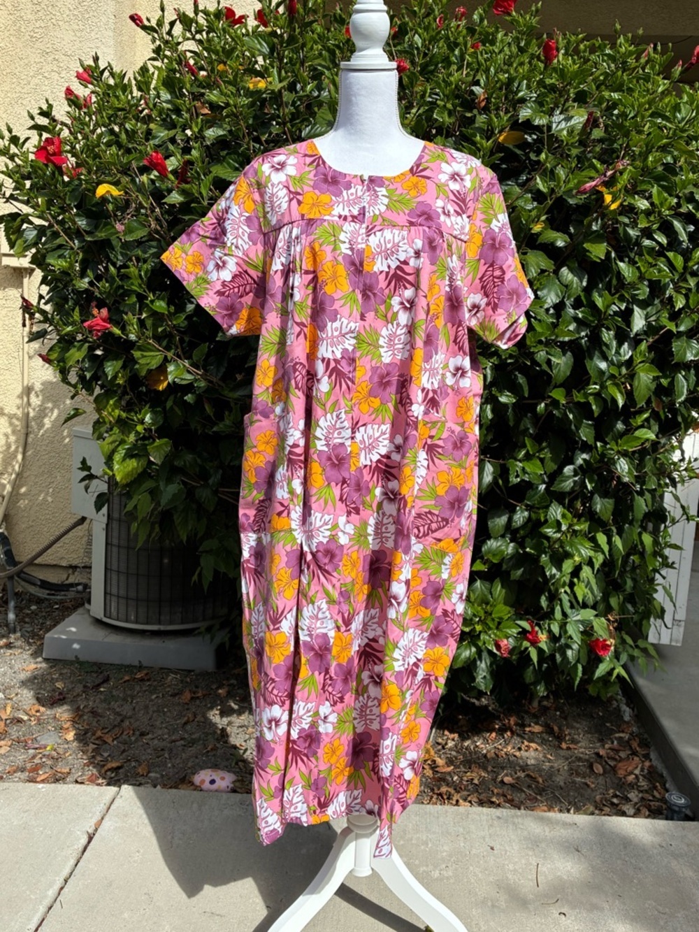 Vintage Pink Hawaiian Print Kaftan XL